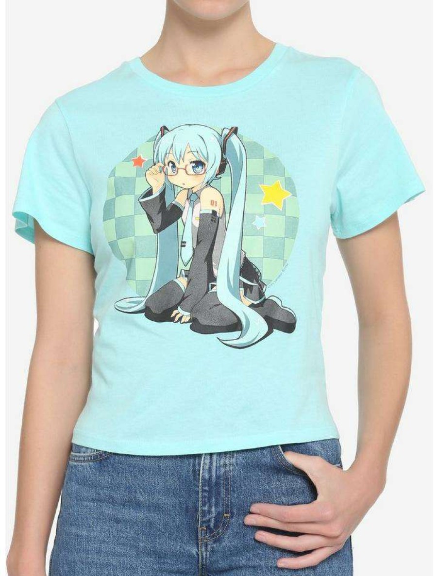 Tees * | Outlet Hatsune Miku Kneeling Girls Baby Crop T-Shirt Multi