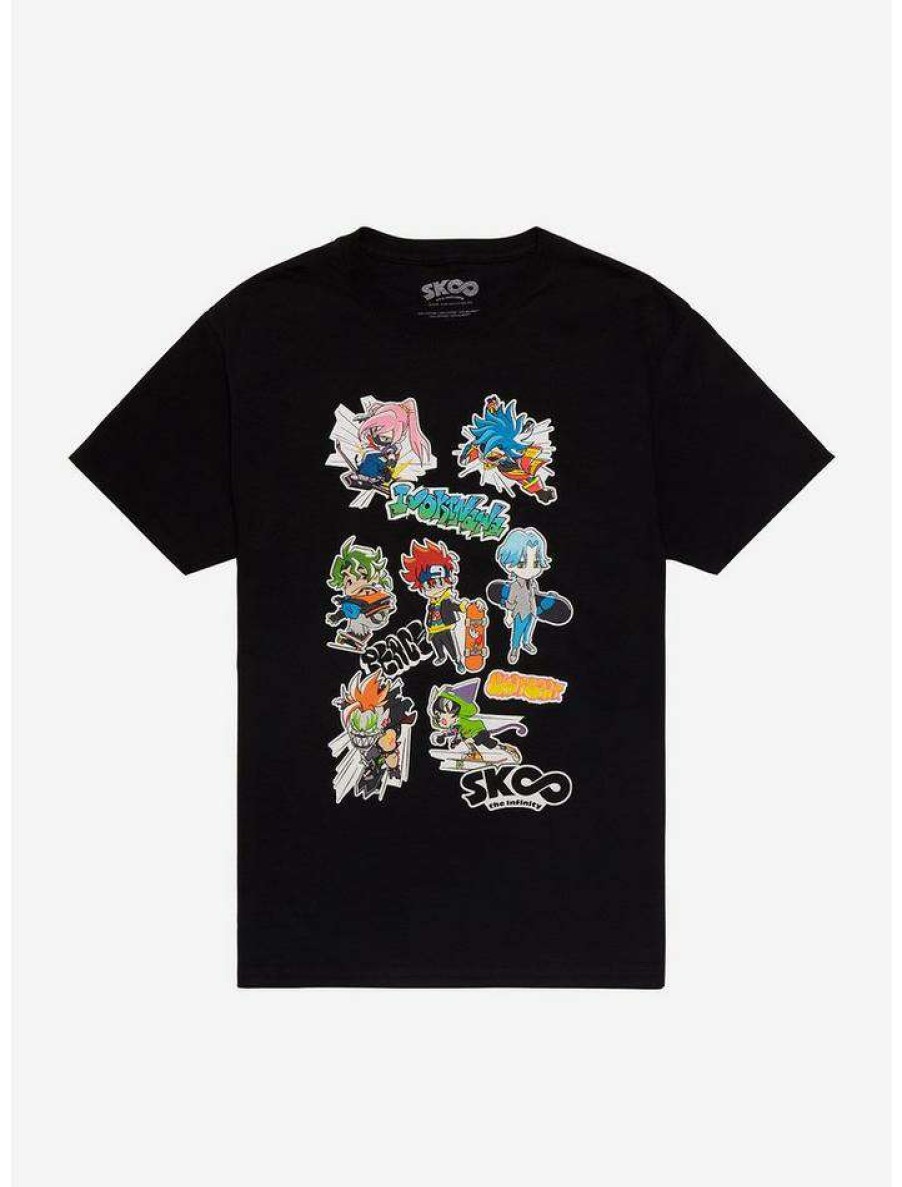 Guys * | Flash Sale Sk8 The Infinity Chibi Group Graffiti T-Shirt Black