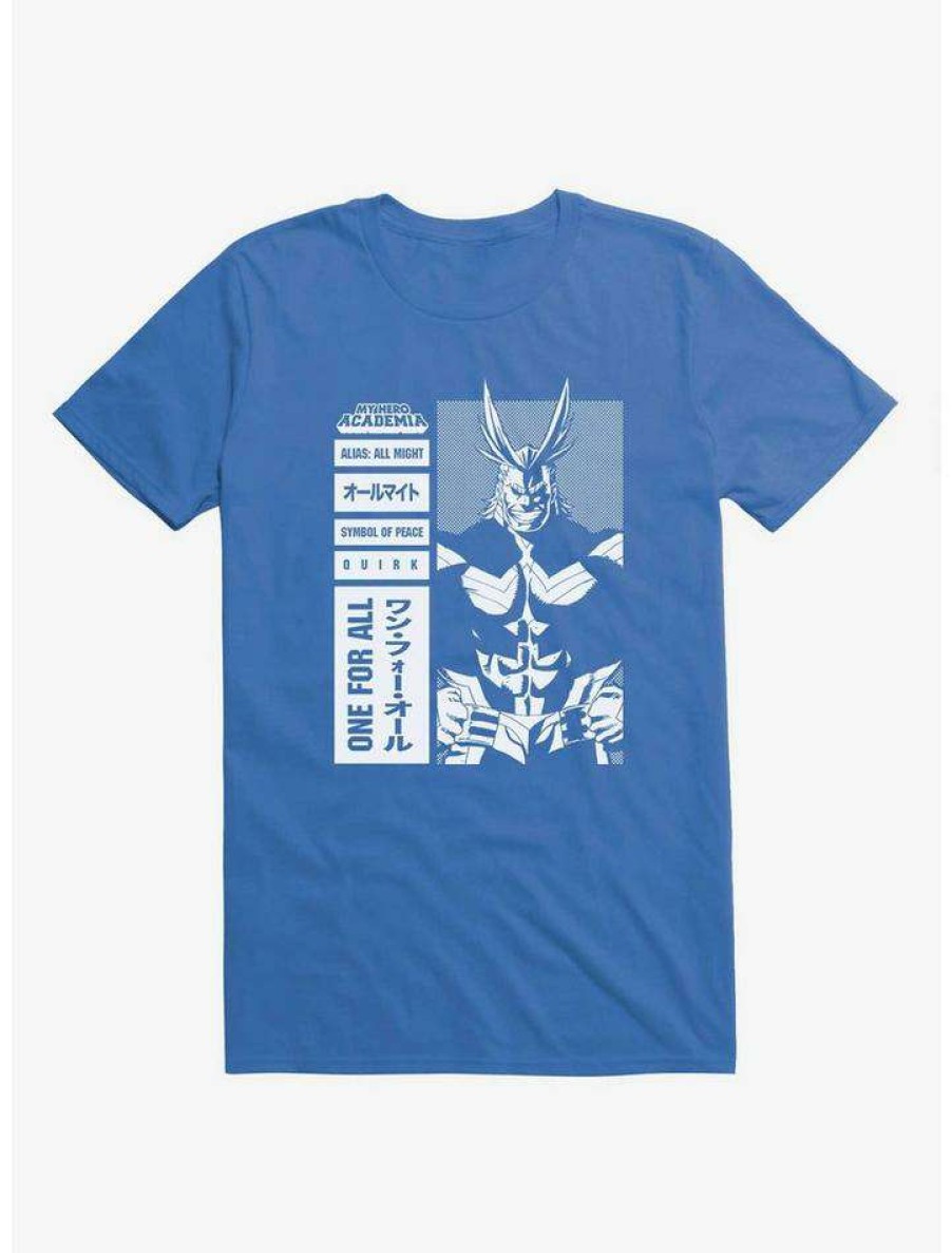 Guys * | Discount My Hero Academia All Might One For All T-Shirt Royal Blue