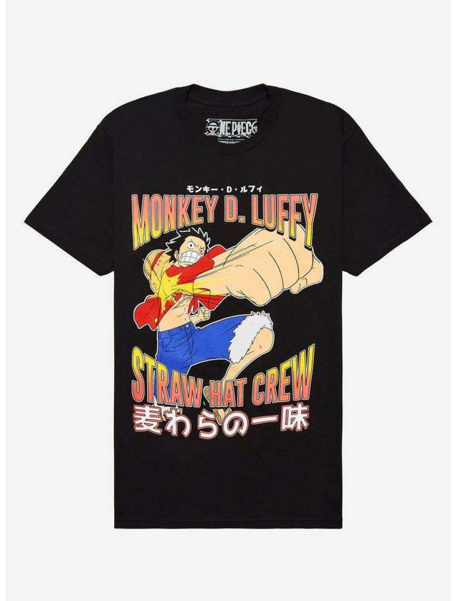 Tees * | Best Pirce One Piece Luffy Punch T-Shirt Black