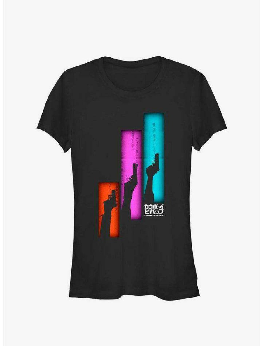 Tees * | Promo Cowboy Bebop Gun Panels Girl'S T-Shirt Black