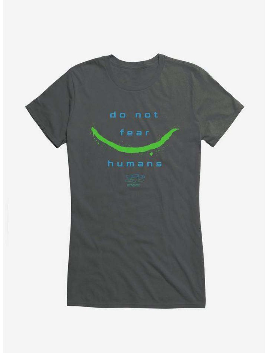 Tees * | Wholesale Eden Do Not Fear Humans Girls T-Shirt Charcoal