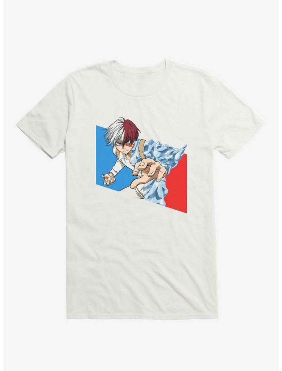 Guys * | Best Reviews Of My Hero Academia Fire & Ice Todoroki T-Shirt White