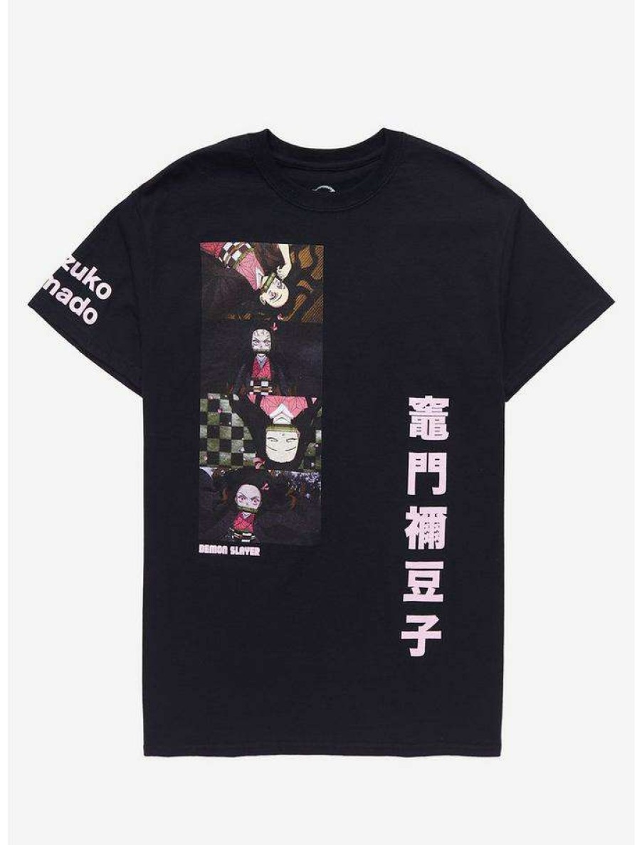 Tees * | Best Deal Demon Slayer: Kimetsu No Yaiba Nezuko Panels Boyfriend Fit Girls T-Shirt Multi