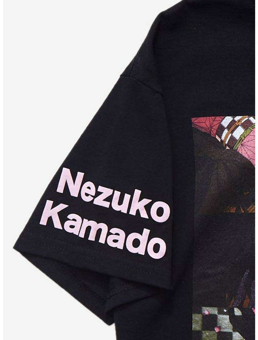 Tees * | Best Deal Demon Slayer: Kimetsu No Yaiba Nezuko Panels Boyfriend Fit Girls T-Shirt Multi