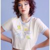 Tees * | Hot Sale Cinnamoroll Birds Girls Crop Ringer T-Shirt Blue