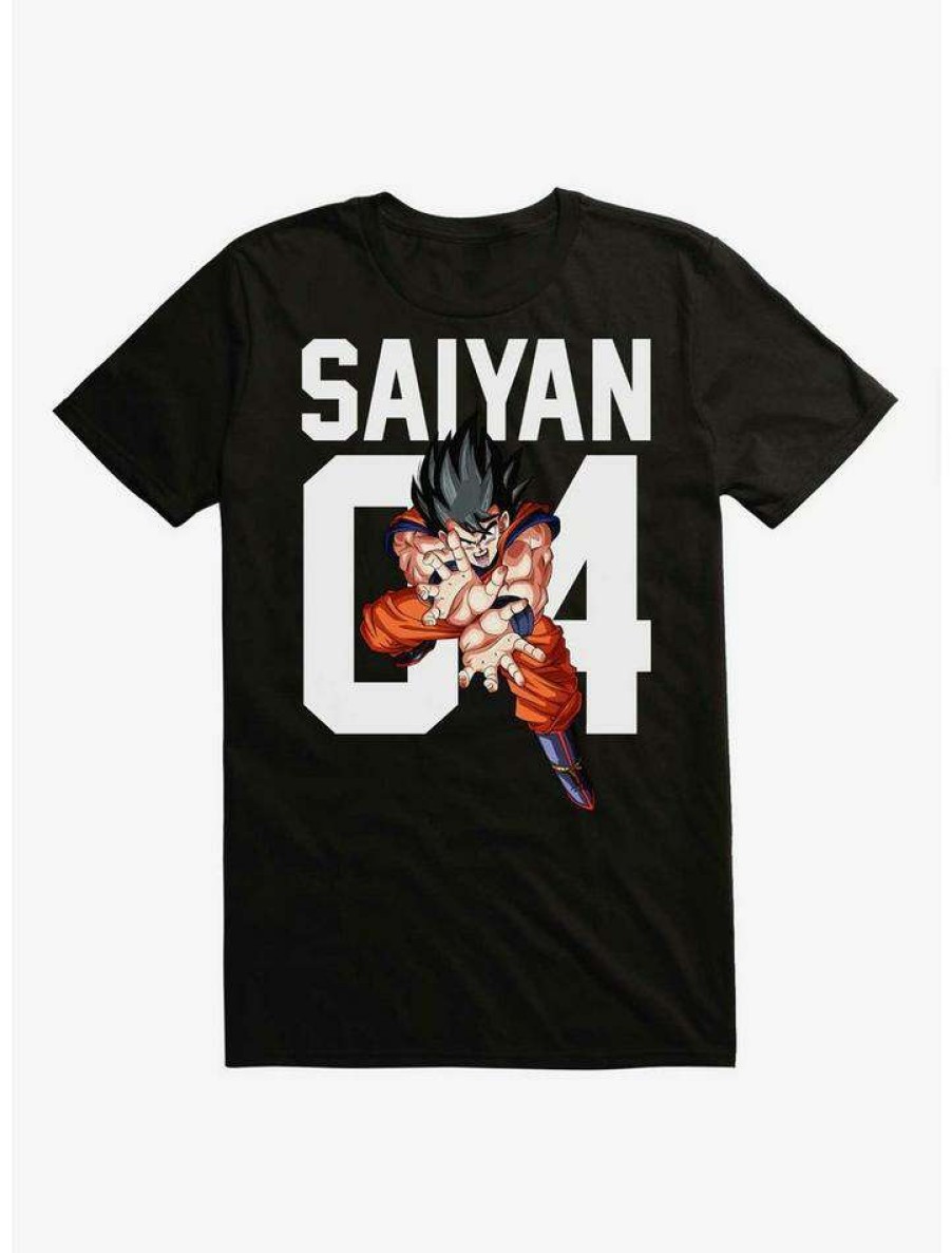 Guys * | Flash Sale Dragon Ball Z Goku Saiyan Jersey Number T-Shirt Black