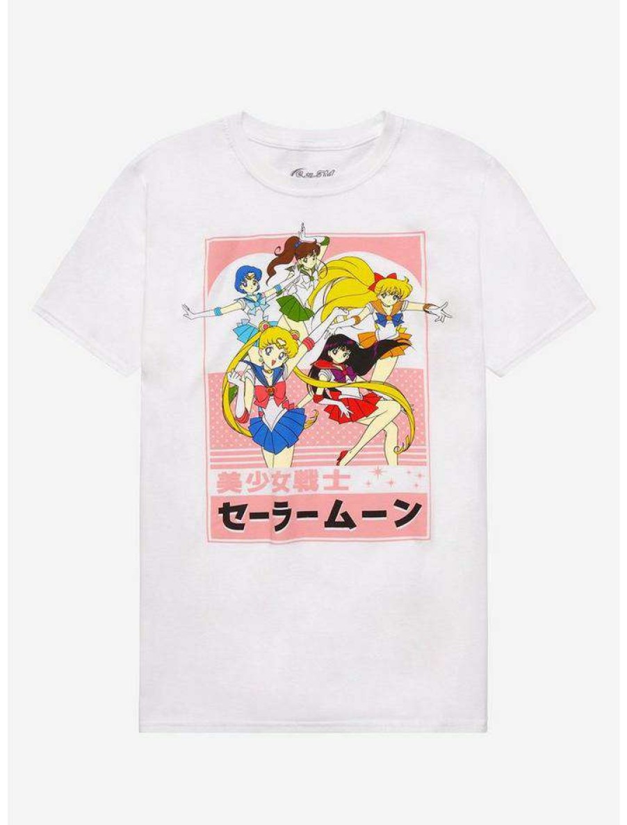 Tees * | Outlet Sailor Moon Group Pink Boyfriend Fit Girls T-Shirt Multi