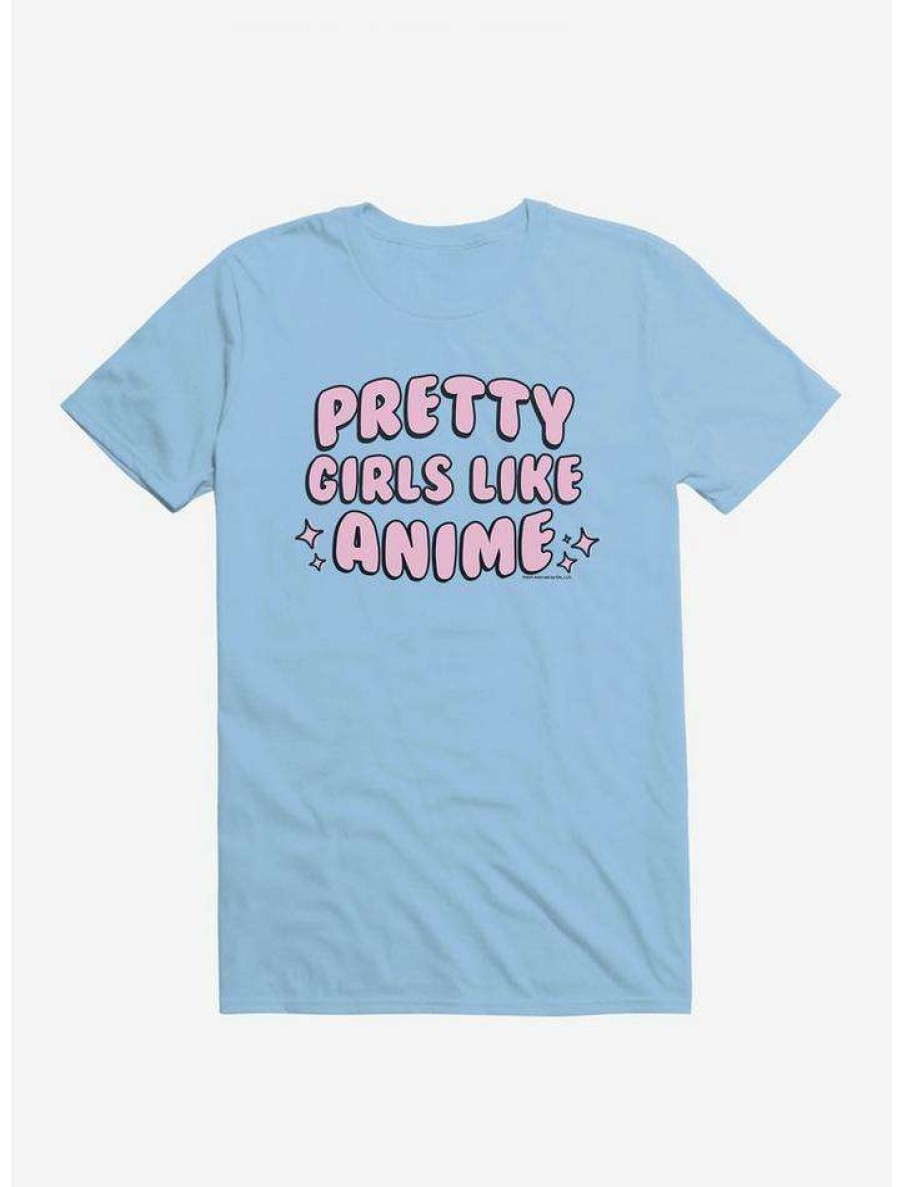 Guys * | Cheapest Adorned By Chi Pretty Girls Like Anime T-Shirt Light Blue