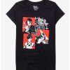 Tees * | Cheapest Black Butler Red & White Panel Boyfriend Fit Girls T-Shirt Multi