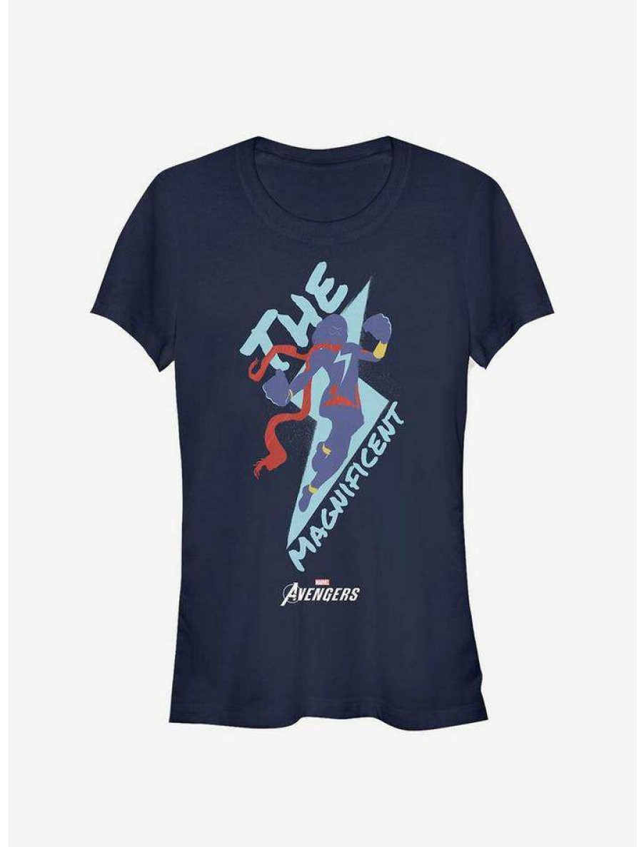 Tees * | Promo Marvel Ms. Marvel The Magnificent Girls T-Shirt Navy