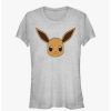 Tees * | Promo Pokemon Eevee Face Girls T-Shirt Ath Htr