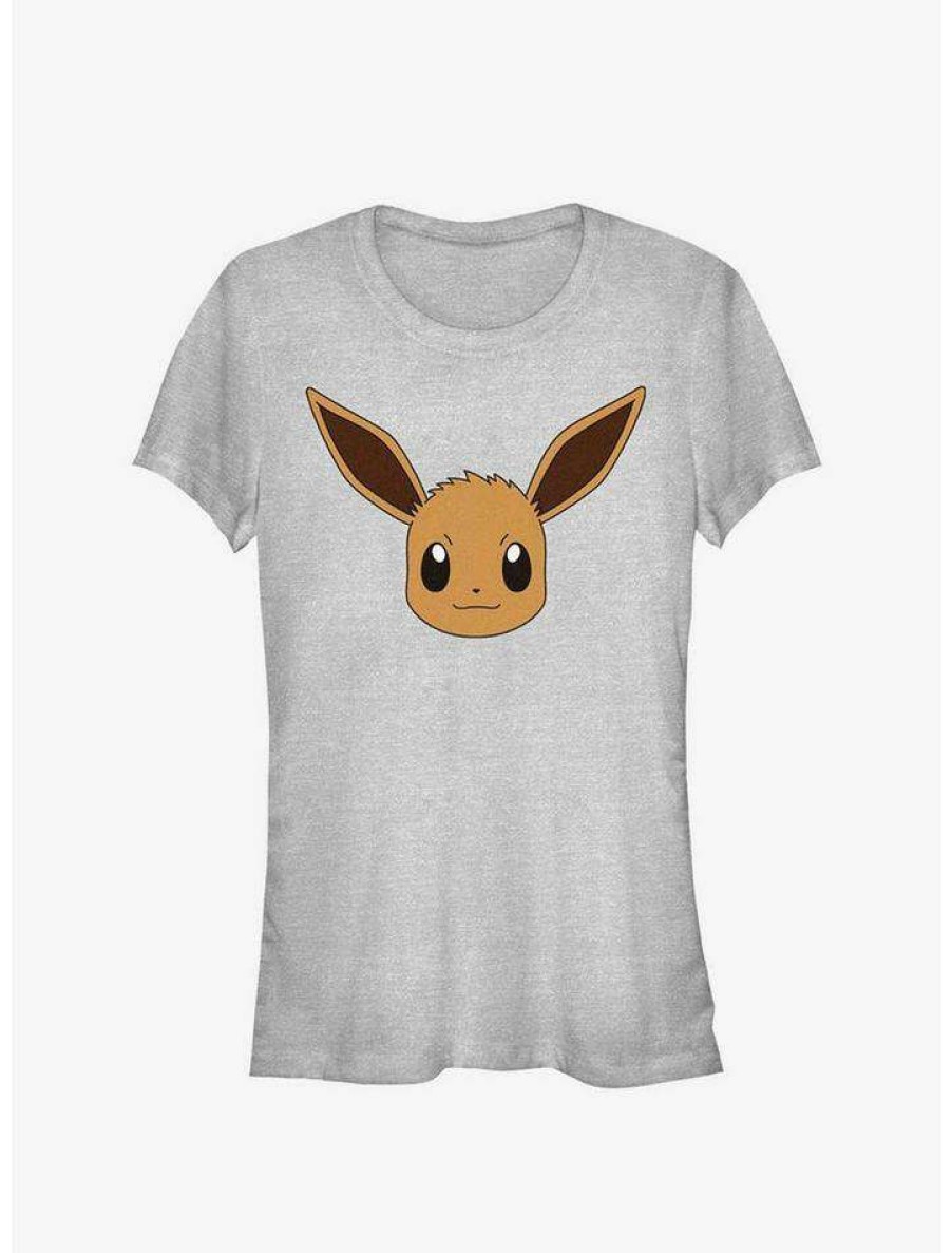 Tees * | Promo Pokemon Eevee Face Girls T-Shirt Ath Htr