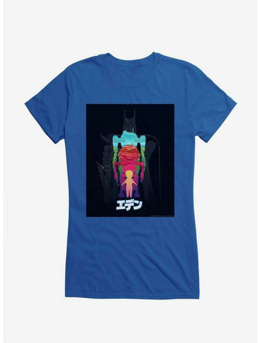 Tees * | Promo Eden Robot Silhouettes Logo Girls T-Shirt Royal