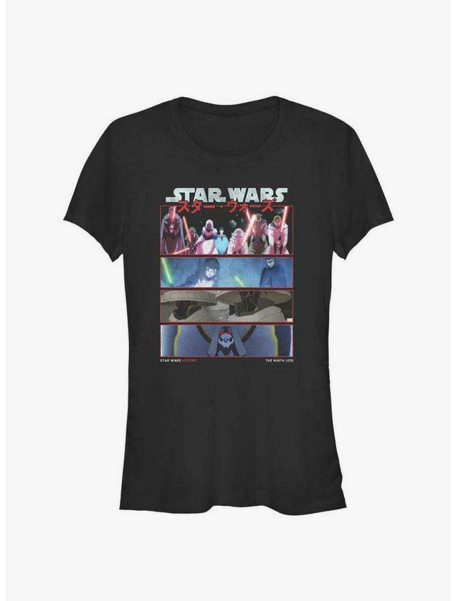 Tees * | Top 10 Star Wars: Visions The Ninth Jedi Stack Girls T-Shirt Black