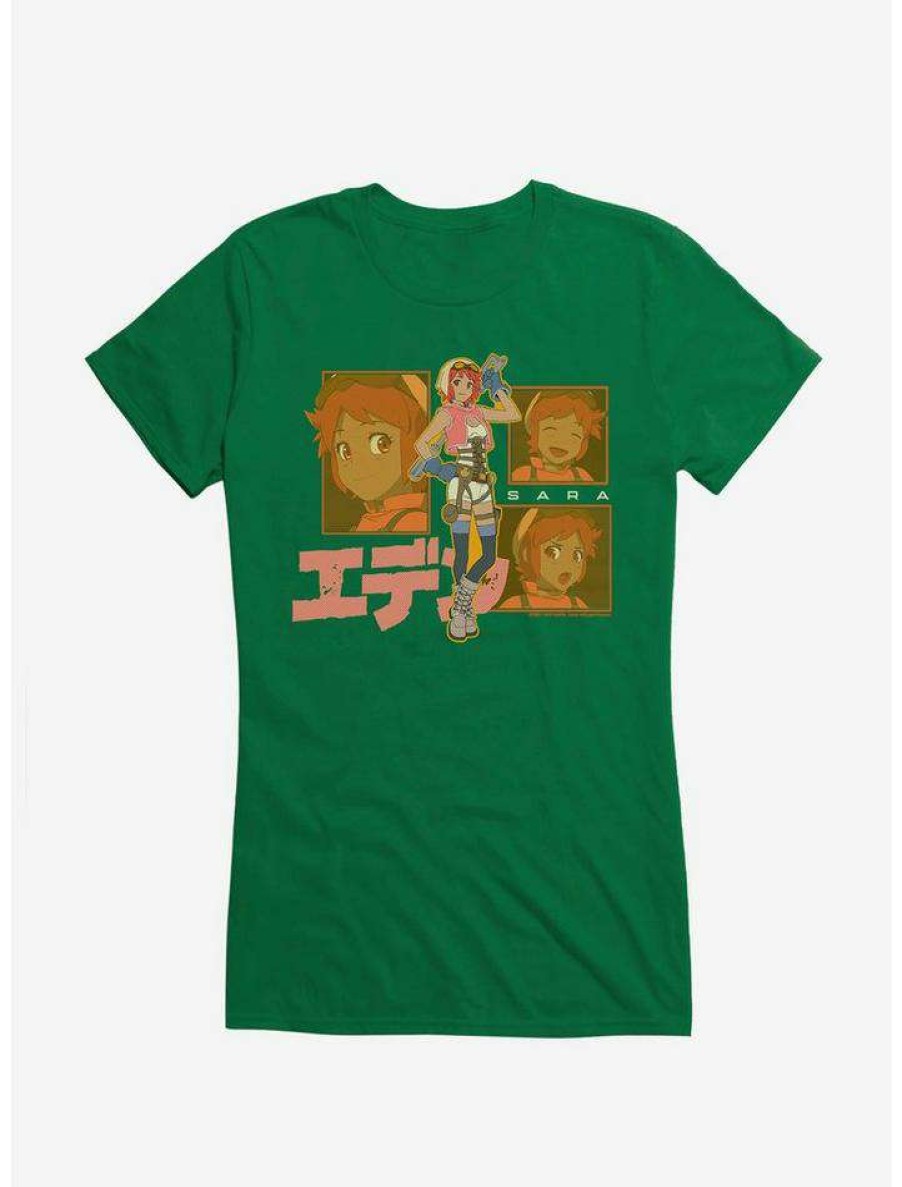 Tees * | Best Deal Eden Sara Japanese Text Logo Girls T-Shirt Kelly Green