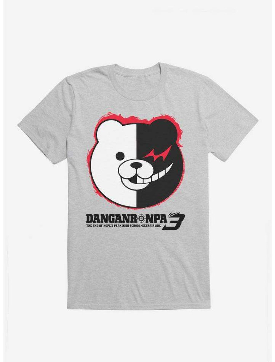 Guys * | Best Reviews Of Danganronpa 3 Monokuma Face T-Shirt Heather Grey