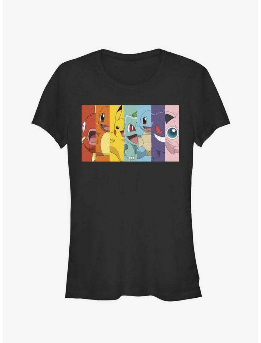 Tees * | Top 10 Pokemon Rainbow Faces Girls T-Shirt Black