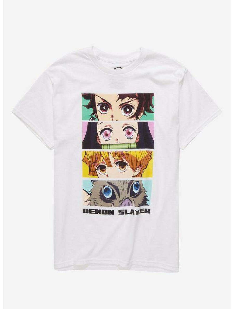 Tees * | Promo Demon Slayer: Kimetsu No Yaiba Stacked Eyes Boyfriend Fit Girls T-Shirt Multi