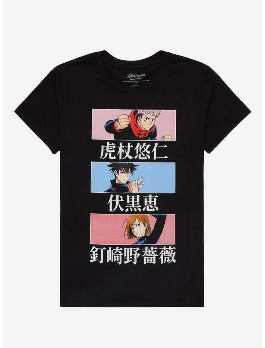 Tees * | Best Pirce Jujutsu Kaisen Trio Japanese Names Boyfriend Fit Girls T-Shirt Multi