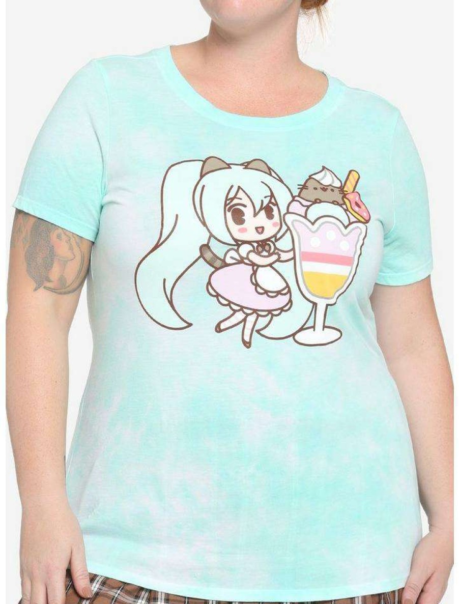 Tees * | Best Pirce Hatsune Miku X Pusheen Sundae Tie-Dye Girls T-Shirt Plus Size Multi