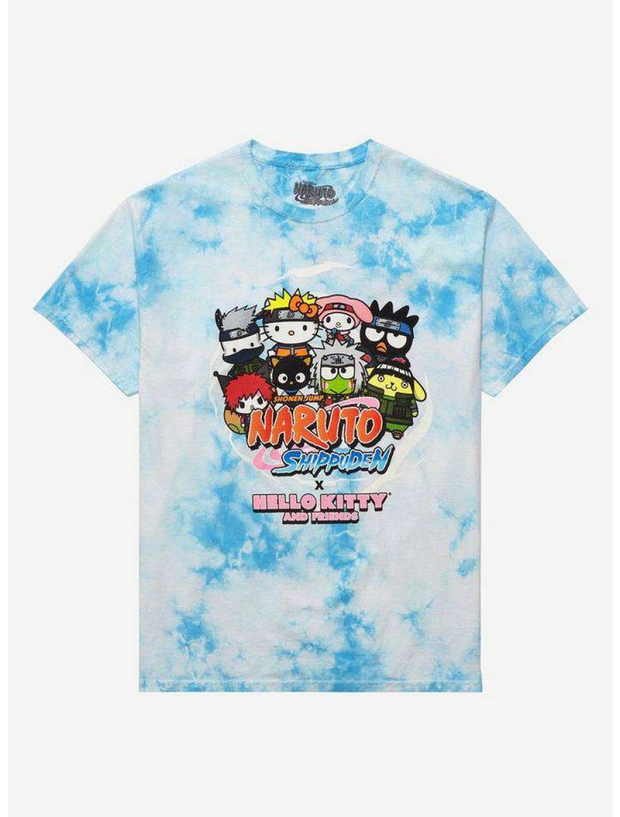 Guys * | New Naruto Shippuden X Hello Kitty And Friends Group Tie-Dye T-Shirt Blue