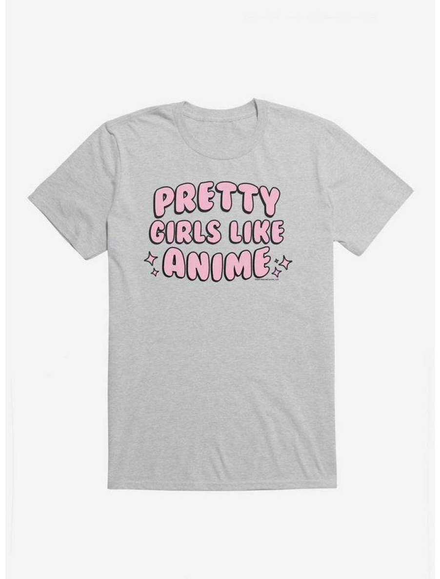 Guys * | Cheap Adorned By Chi Pretty Girls Like Anime T-Shirt Heather Grey