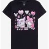 Tees * | Wholesale My Melody & Kuromi Black Slumber Party Pastel Girls T-Shirt Multi