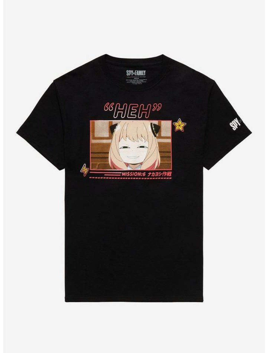 Tees * | Top 10 Spy X Family Anya Heh Face T-Shirt Black