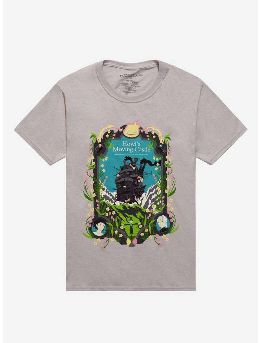 Tees * | Cheapest Studio Ghibli Howl'S Moving Castle Art Frame Boyfriend Fit Girls T-Shirt Multi