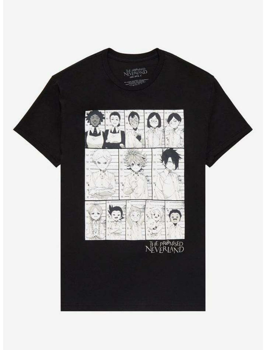 Tees * | Promo The Promised Neverland Black & White Grid Boyfriend Fit Girls T-Shirt Multi