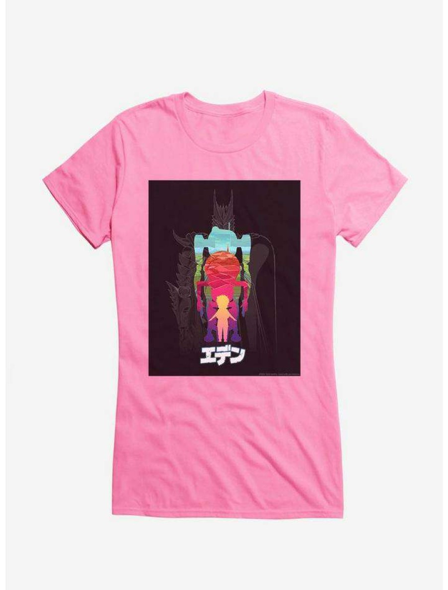 Tees * | Wholesale Eden Robot Silhouettes Logo Girls T-Shirt Charity Pink