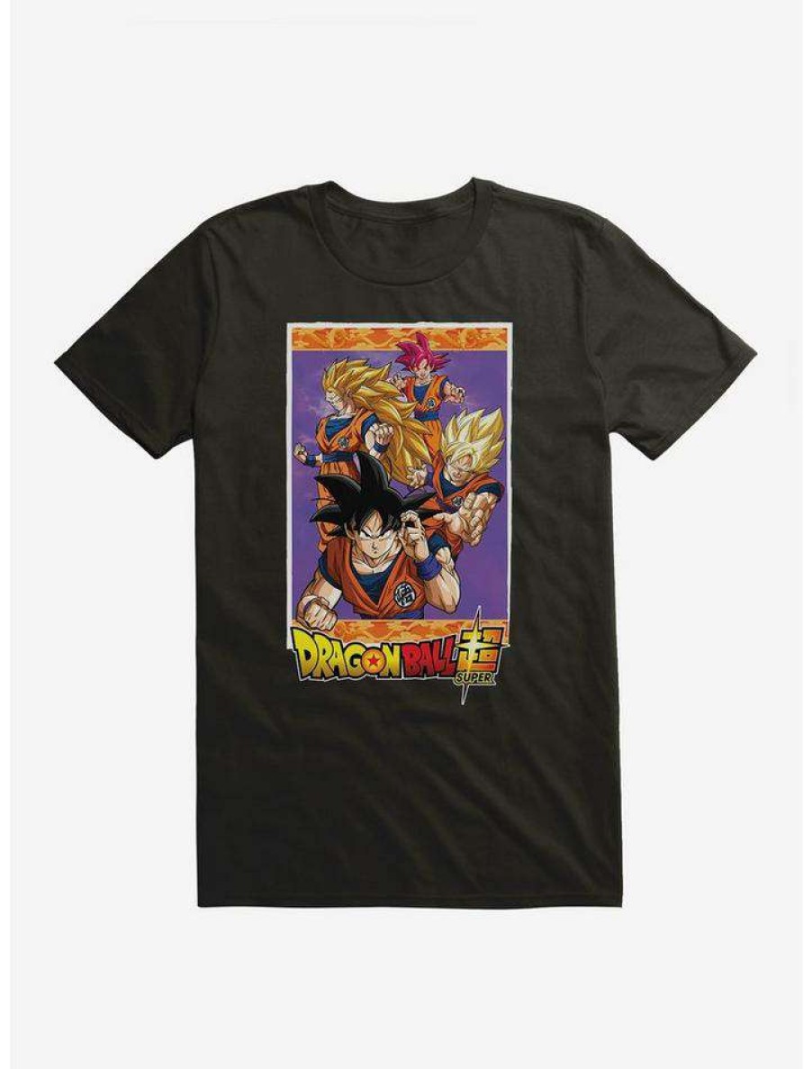 Guys * | Flash Sale Dragon Ball Super Goku Transformations Extra Soft T-Shirt Black