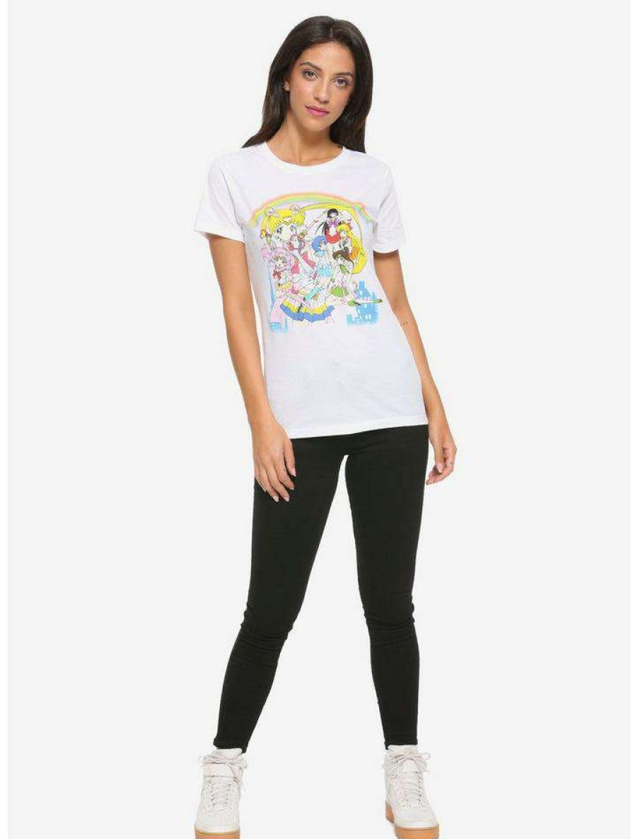 Tees * | Best Reviews Of Sailor Moon Rainbow Guardians Girls T-Shirt Multi