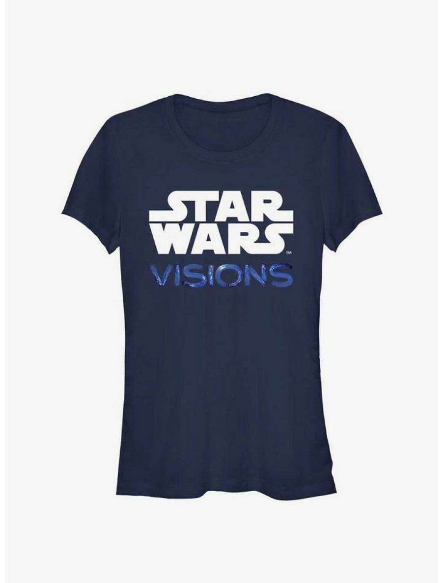 Tees * | Promo Star Wars: Visions Stacked Logo Girls T-Shirt Navy