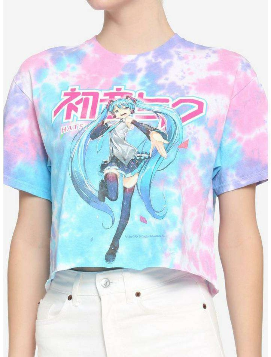 Tees * | Best Pirce Hatsune Miku Tie-Dye Girls Crop T-Shirt Multi